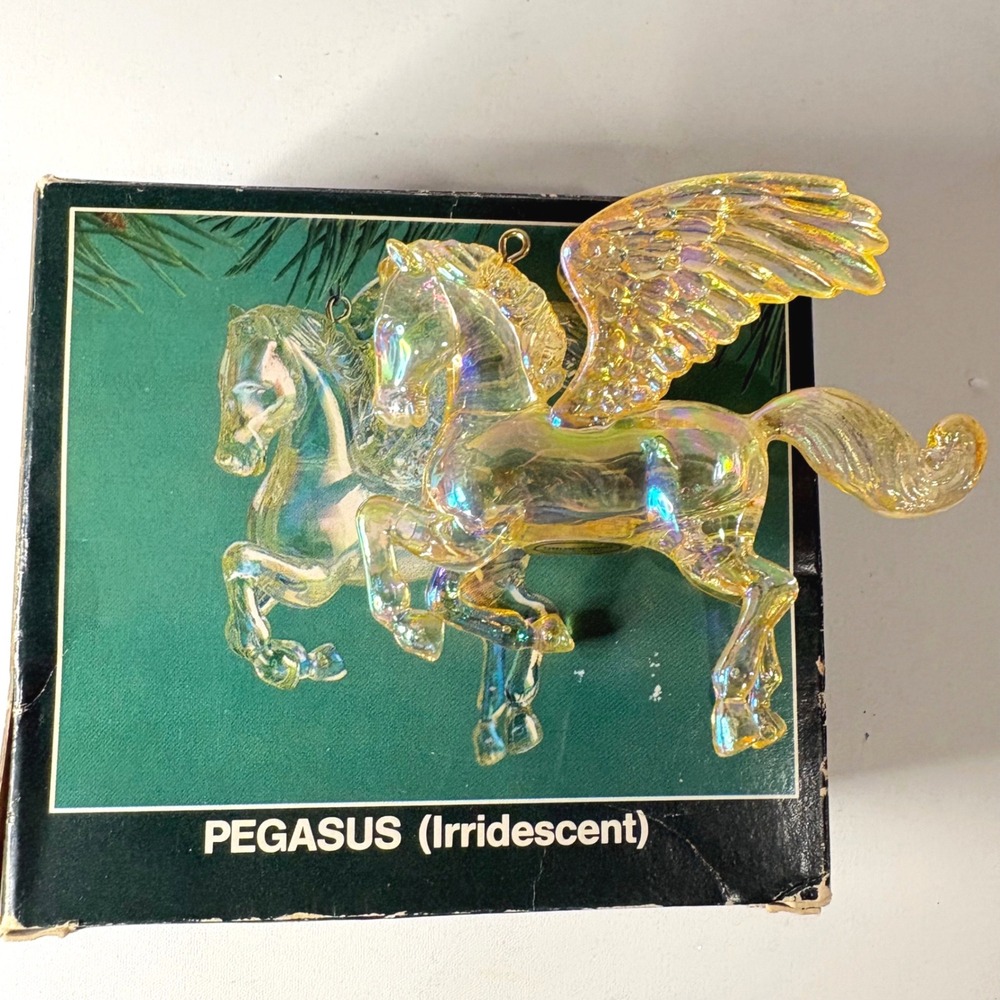 Vintage American Greetings Iridescent Pegasus Christmas Ornament With Box